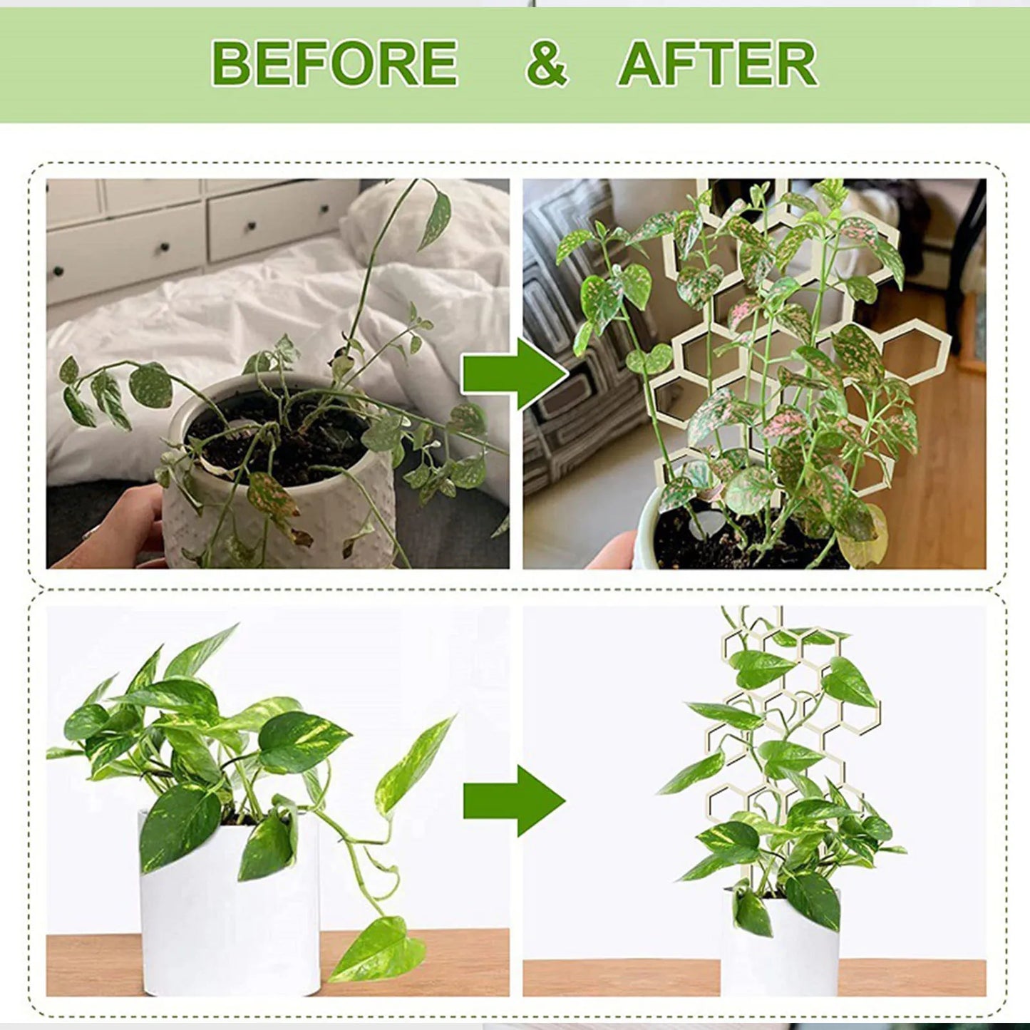 Plante în formă de fagure, spalier, plante în ghiveci, cadru DIY de susținere pentru plante de interior și exterior, grădină, plantare, suport de susținere