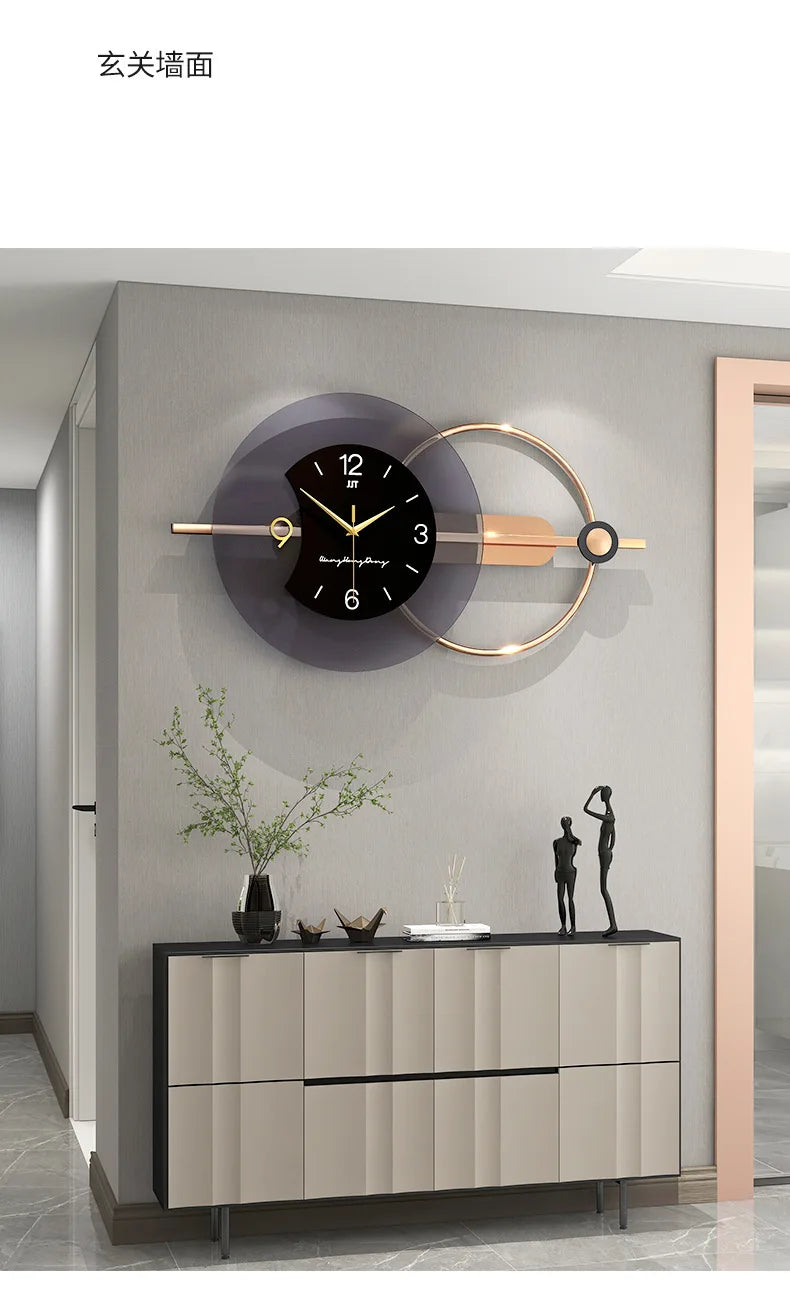 Large Wall Clock Modern Design Feather Luxury Light Silent Metal Wall Watch Home Decor Living Room Dining Room Clocks