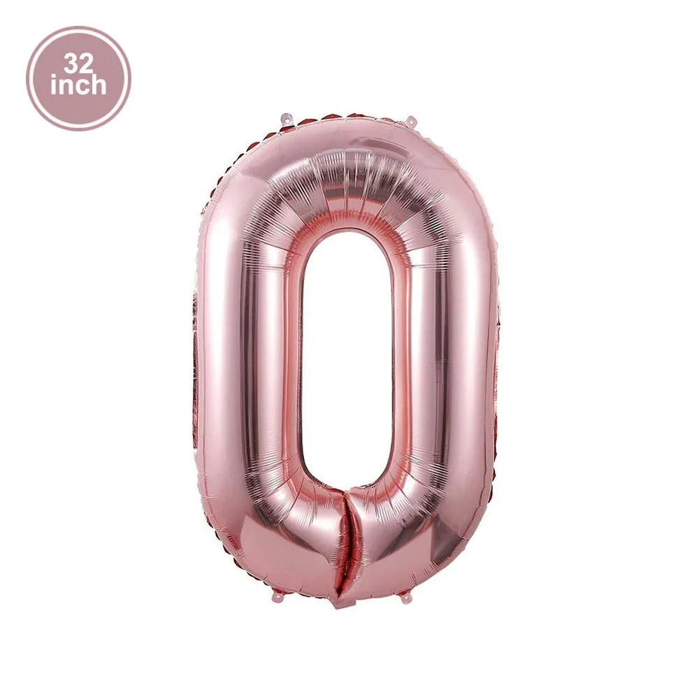 PartiesTour 32Inch Zahlenballon Rosa - Folie 81cm Groß