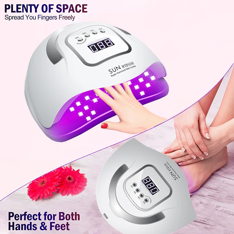 Lampă UV LED SUN X12 MAX pentru manichiură, lampă UV cu 66 de LED-uri pentru uscător de unghii cu senzor inteligent, instrument profesional de salon