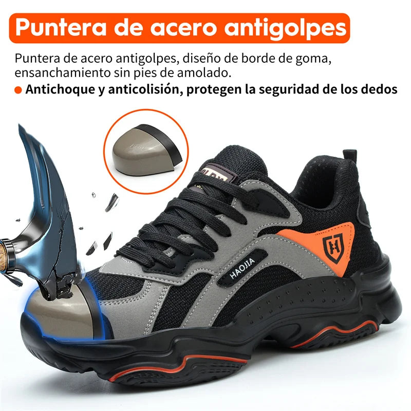 Pantofi de lucru pentru bărbați, pantofi de siguranță anti-șoc, anti-punctură, pantofi indestructibili, respirabili, confortabili, cu vârf de oțel, pantofi de protecție