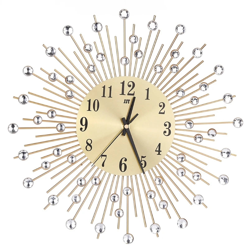 for Creative Diamond Modern 3D DIY Wall Clock Metal Luxury Room Home Office Deco