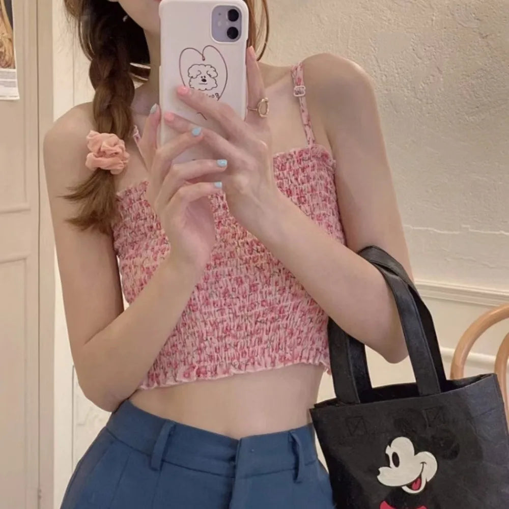 Maiou de damă 2025 - Camizolă din dantelă cu imprimeu floral și absorbante integrate pentru sutien