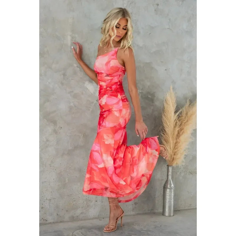 Luna Moda Boho Blumen Kleid - Ärmellos Korsett, Langer Saum