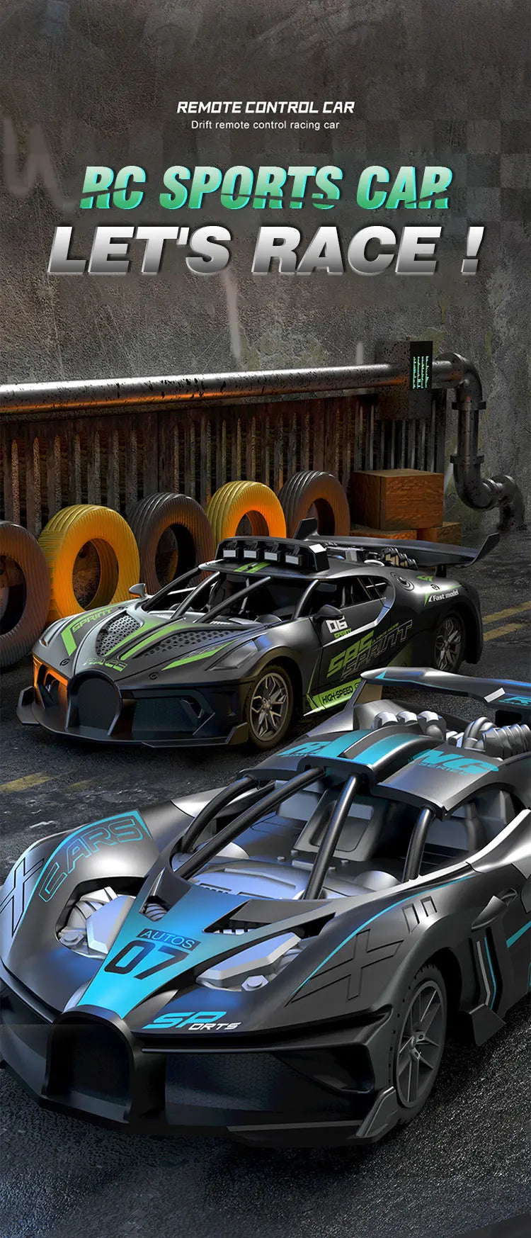 RC Car Toy 2.4G Drift Racing Remote Control Car High Speed Off Road Racing Car Toys for Boys Christmas Indoor Outdoor Gifts