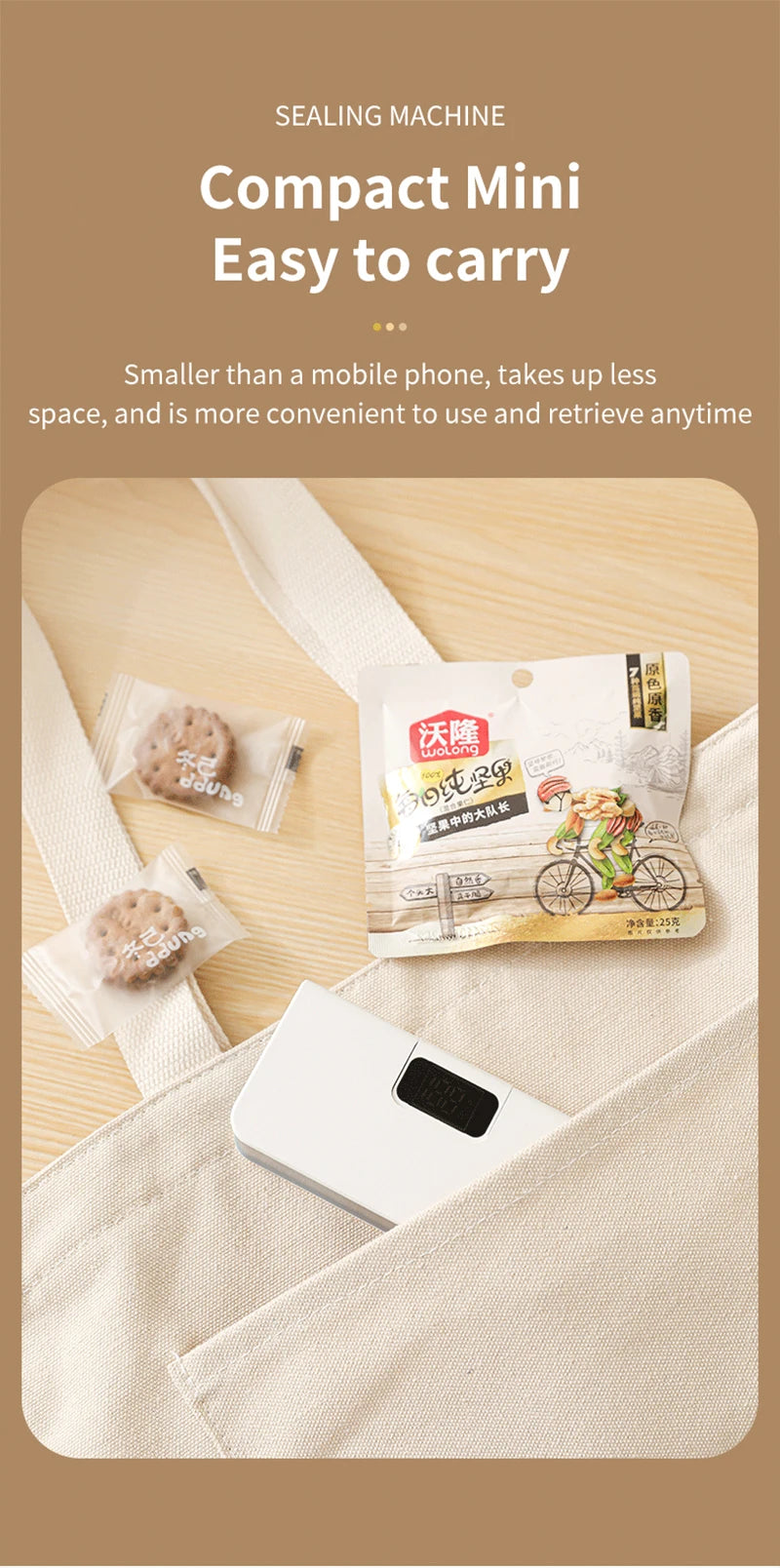 Mini Heat Bag Sealing USB Plastic Bags Sealer Machine 2 in 1 Handheld Food Package Bags Sealer With 6 Gear LED Display