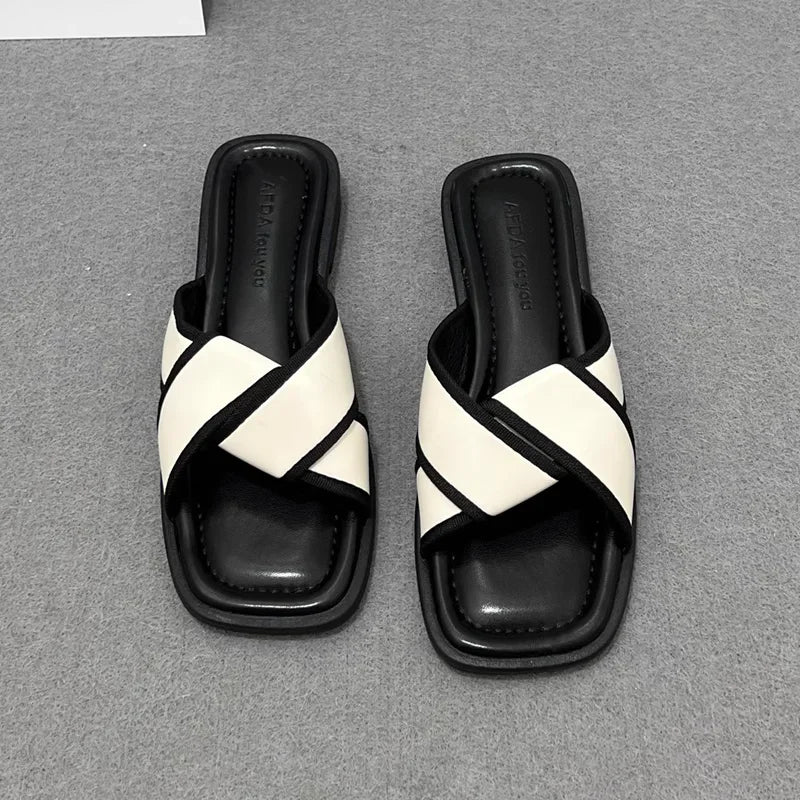 House Slides Home Low Heel Sandals Shoes for Women Black on Beach Open Toe Indoor Outside Word Flat Woman Slippers Vip W F Offer
