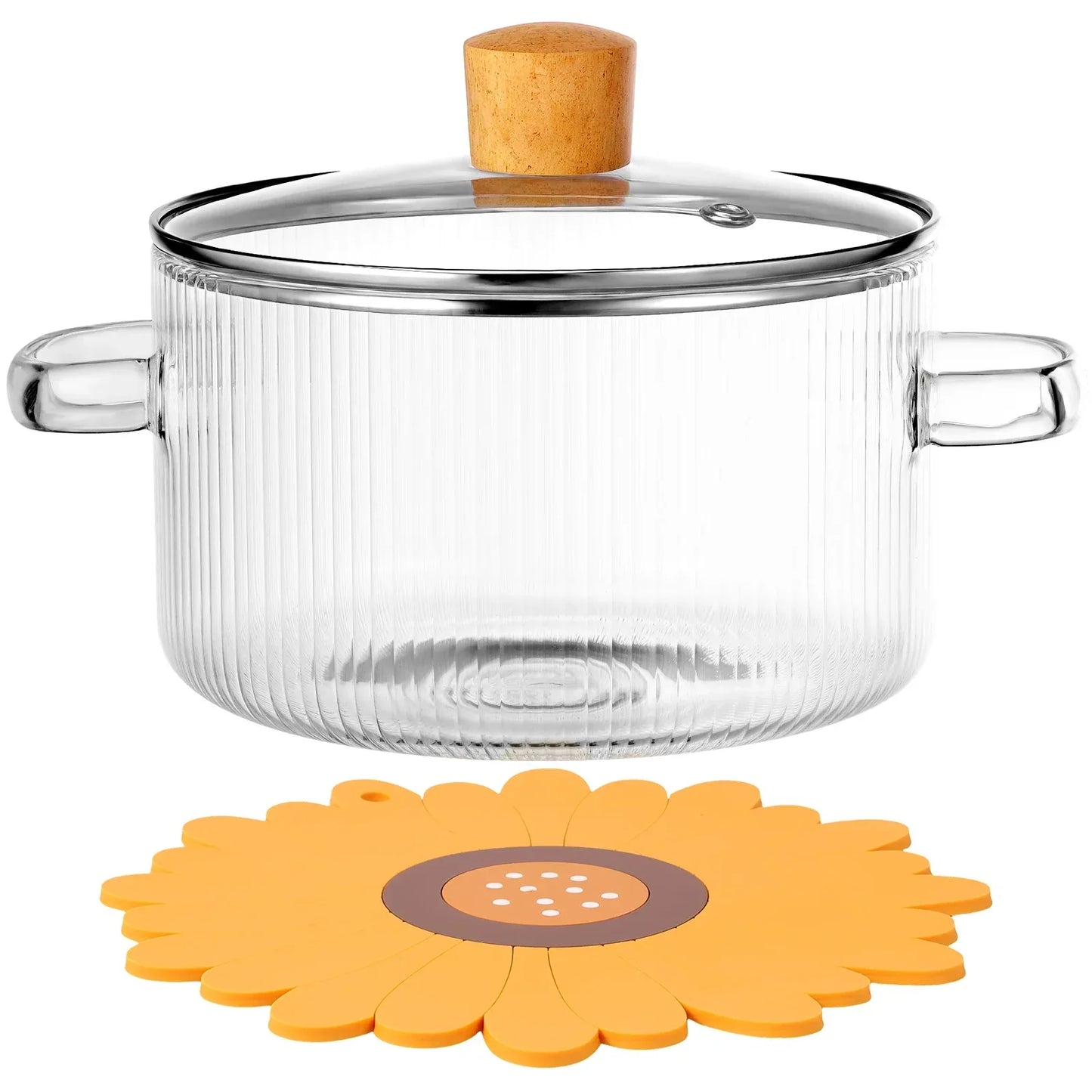 Transparent Soup Pot Heat Resistant High Borosilicate Glass Dual Handles Nonstick Glass Saucepan With Cover Kitchen Cooking Tool - Golden Bridge Store