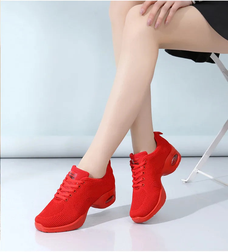 Sneakers Dance Shoes For Women Flying Woven Mesh Comfortable Modern Jazz Dancing Shoes Girls Ladies Outdoor Sports Shoes