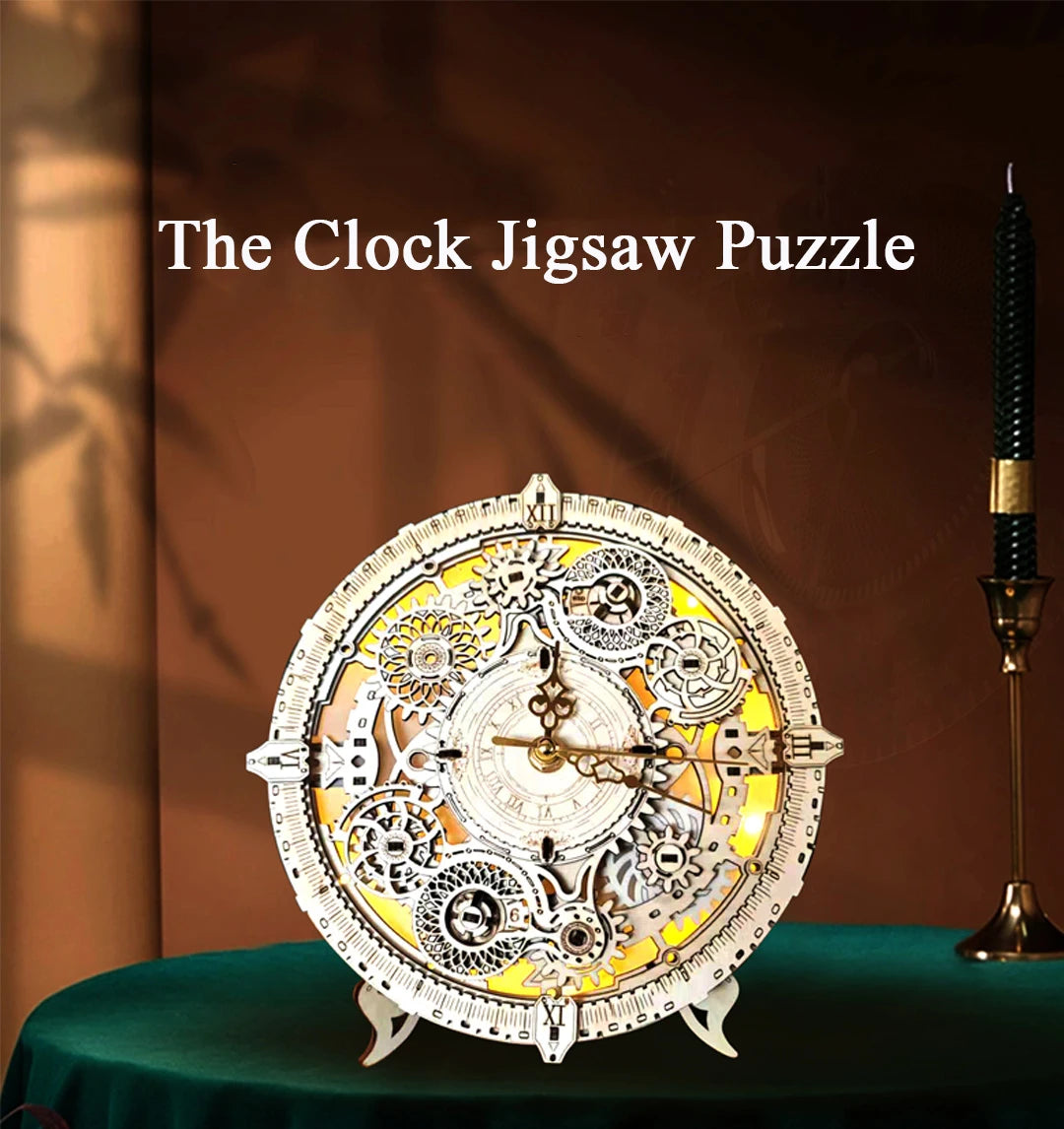 DIY-Uhr-Bausatz 2025: NEW Wooden Model Building - 3D Jigsaw Puzzles Lights Friends Birthday Gifts Collection