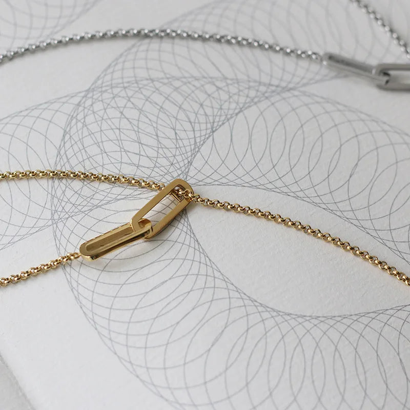 Geometrische Y-förmige Anhänger Halskette Damen - Edelstahl Plattiert 18K Gold - Mode Persönlichkeit Hip Hop Party Schmuck