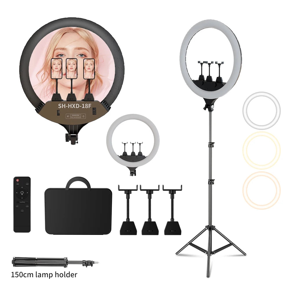 SH Upgrade 18inch Ring Light Selfie LED Video Lamp With Tripod Stand Phone Clip For YouTube Live Light Photo Photography Studio