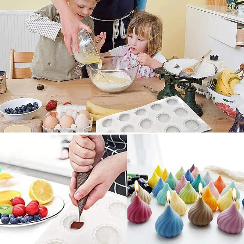 Silicone Pastry Mold 3D French Dessert Mousse Cake Baking Pan Chocolate Candles Soap Fondant Molds DIY Cake Decoration Tools
