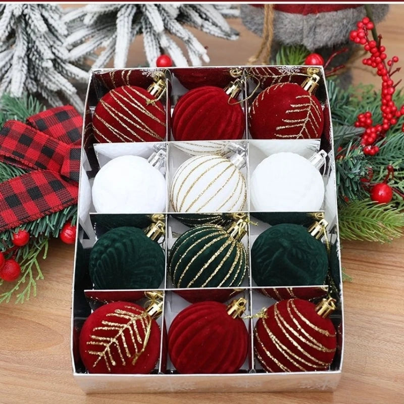 VelvetCraft Kugeln Velvet Painted - 6 cm, 12 Stück, Hängedekor