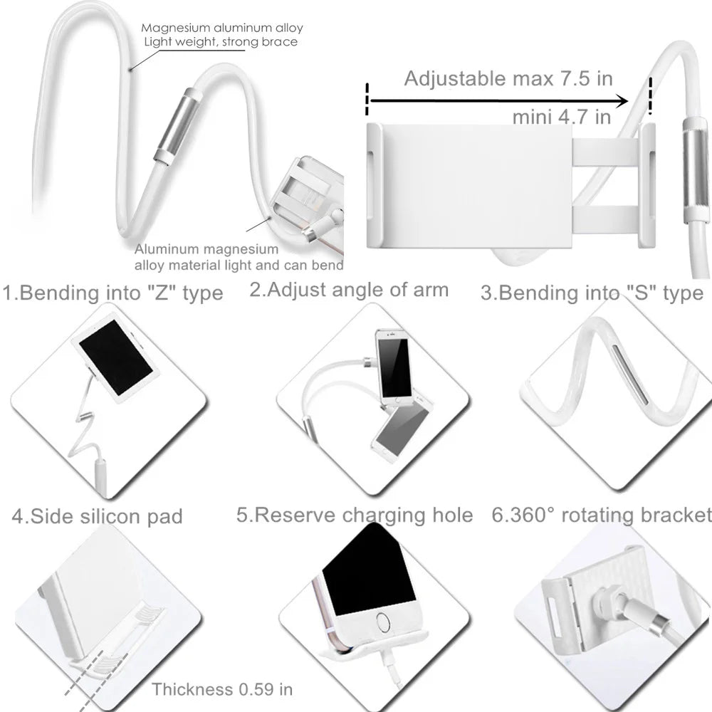 Tablet-Halterung 2025: Flexible Long Arm Stand 5-11'' Phone Tablet Support Xiaomi Samsung iPad Collection