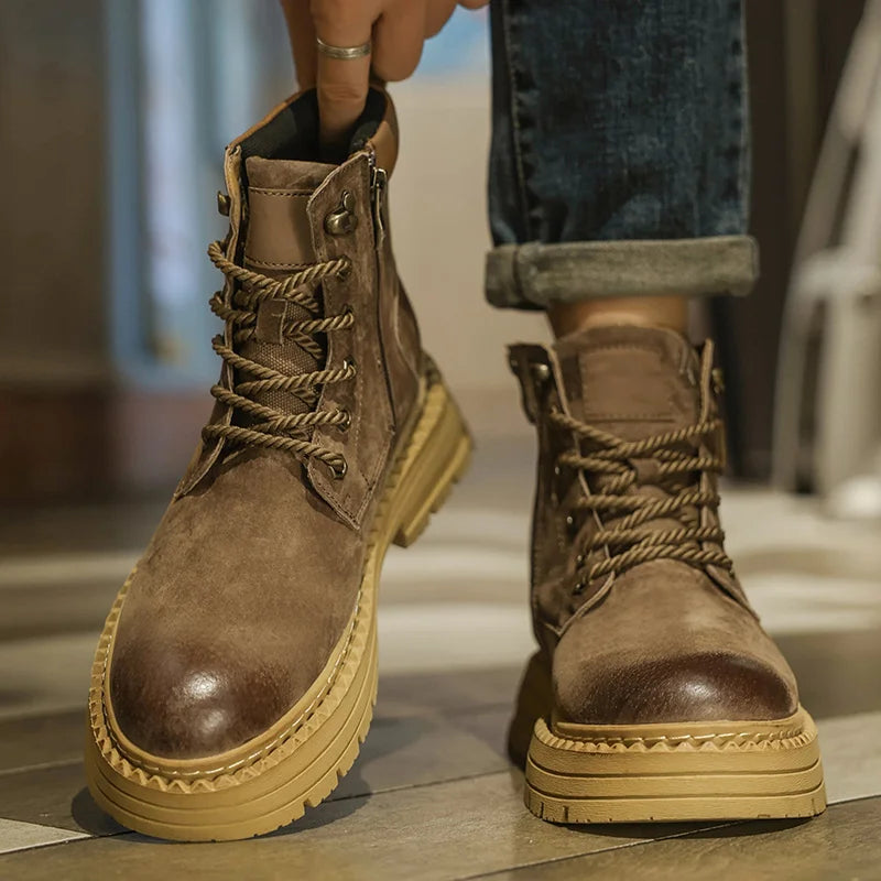 YeinshaarsCN Suede Leder High-Top - Größe Knöchel Rutschfeste Sohle