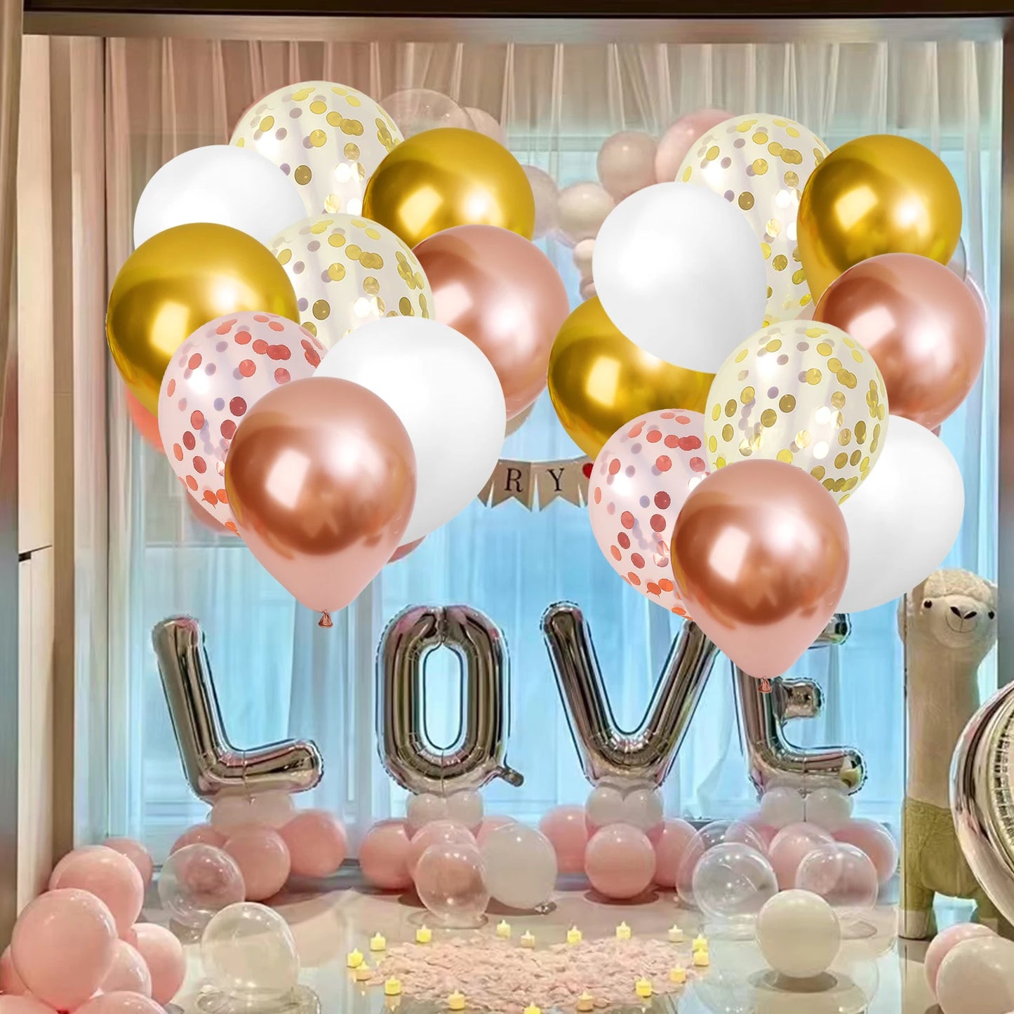 PartyPro Ballonset Pailletten - 60 und 30 Stk Schwarz Gold