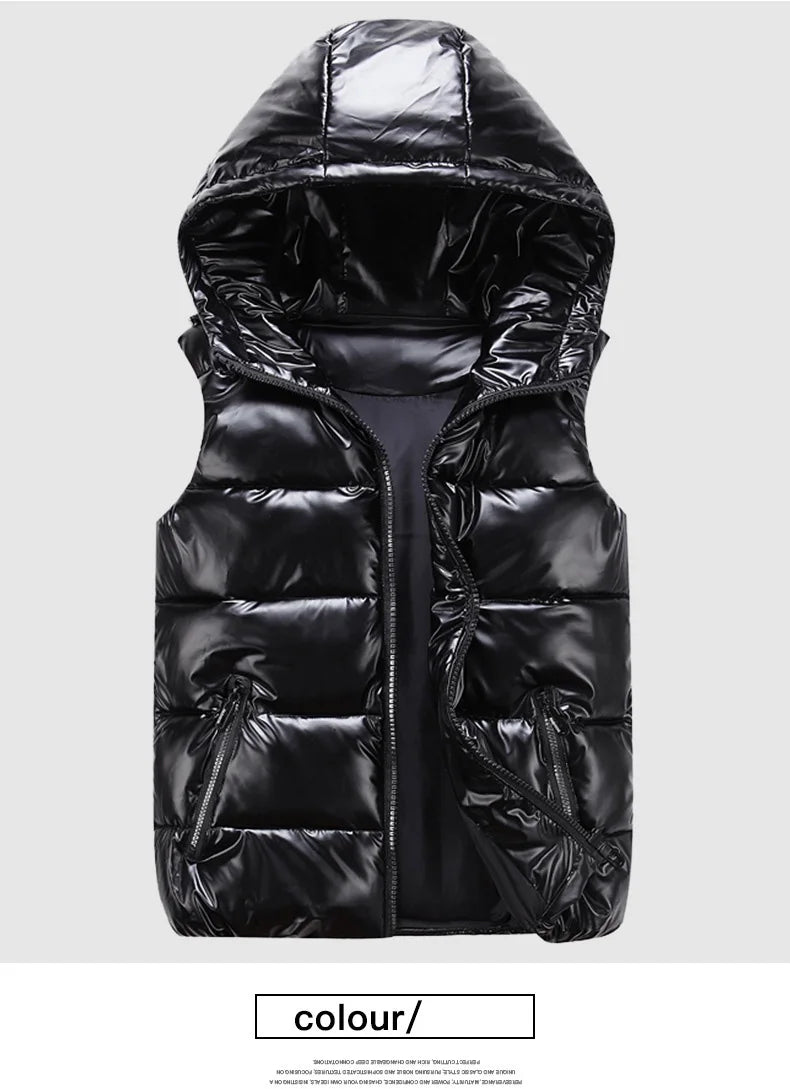 OLEKID 240805 Glänzende Weste Mit Kapuze - Größe 3-20 Jahre, Unisex, Wasserabweisend