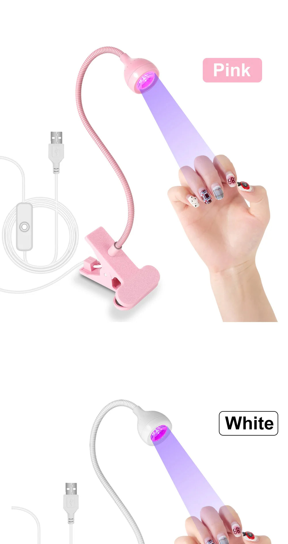 Nagel-Lampe 2025: Limegirl Nail LED UV Lamp Drying Gel Nails Polish - Clip-On Flexible Desk Mini Portable USB Nail Dryer Manicure Salon Collection