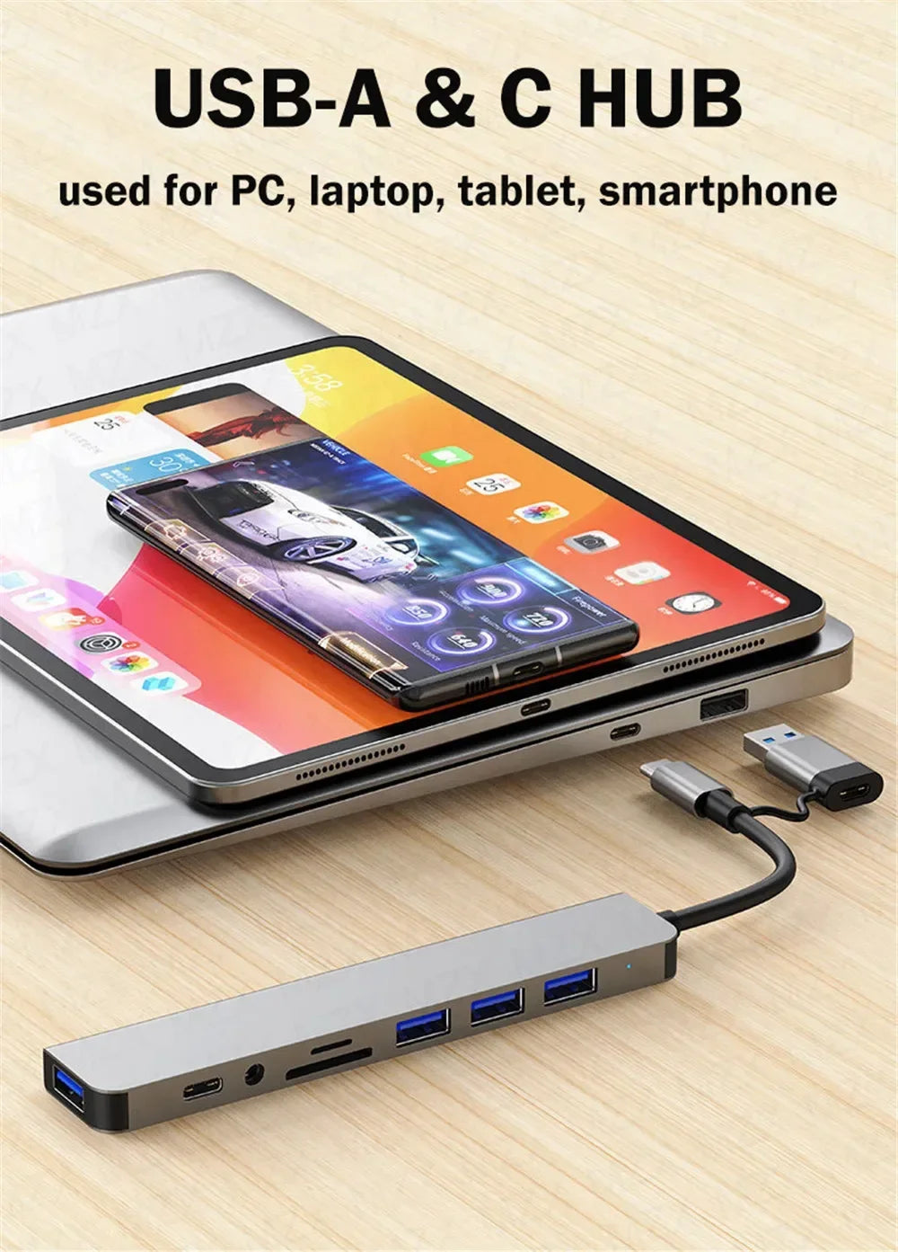 FEIWIMI USB C Hub Docking - 8 Ports 5Gbps USB 3.0 OTG