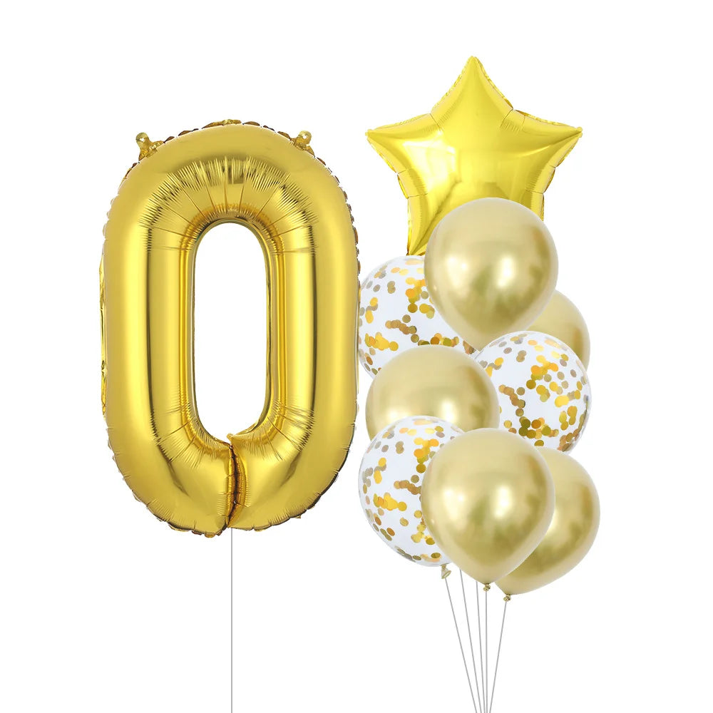 GIHOO 21118 Zahlenballons Roségold - 10 Stück 40 cm Latex