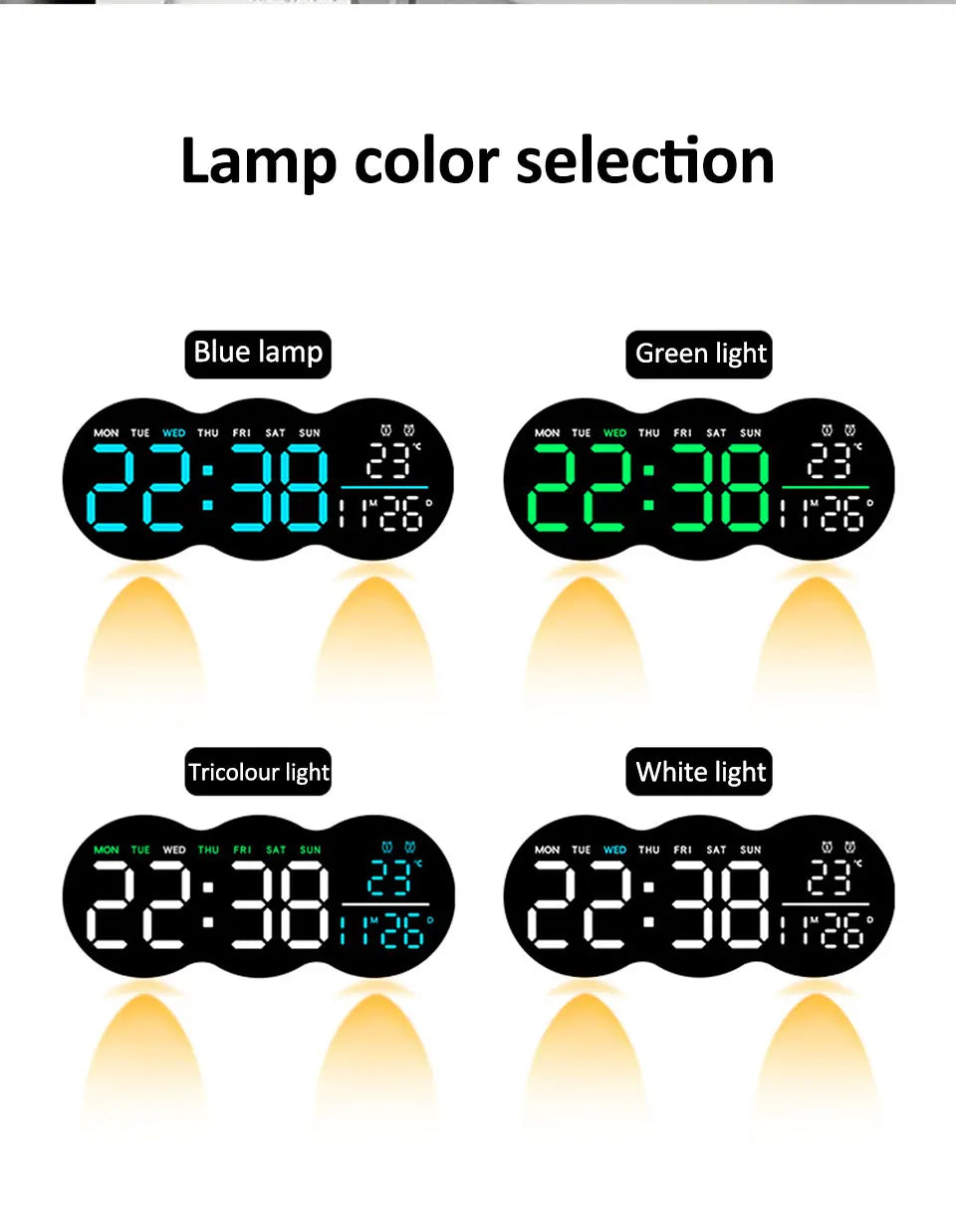 Wanduhr 2025: Large Digital Wall Clock with Ambient Light Remote Control - Temp Week Display 12/24H 2-Alarms Brightness Adjustable LED Clocks Collection