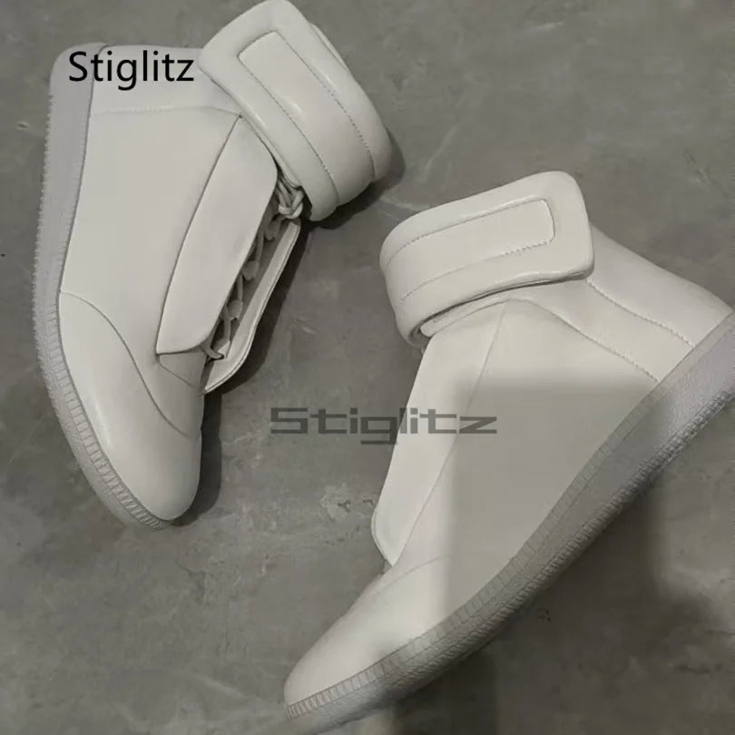 Herren High Top Leder Sneaker - Größe 40-46, Klettverschluss