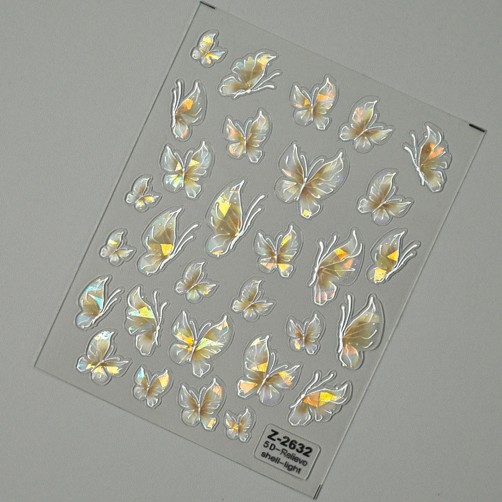 Autocolant Leidankou 5D cu fluturi pentru unghii - 14x7.2cm 1 buc