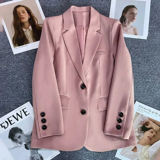 Blazer elegant pentru femei, stil Office Lady, 2024, la modă, cu mânecă lungă, cu un singur nasture, blazer, paltoane, costum de femeie, jachete, haine de exterior