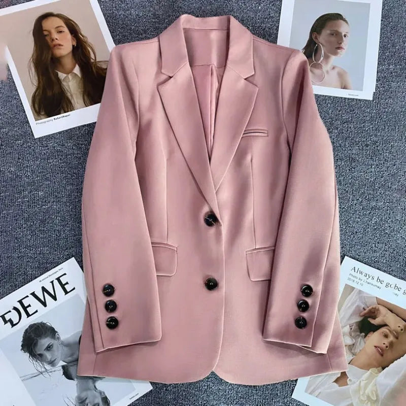 Elegant Office Lady Blazers for Women 2024 Fashion Long Sleeve Single Button Blazer Coats Female Top Suit Jackets Outerwears