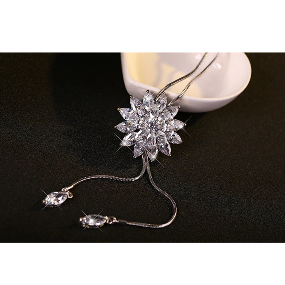 FSUNION 2025 New Elegant Simulated Pearl Choker for Women Silver Color Chain Long Necklaces Pendant Fashion Jewelry Accessories