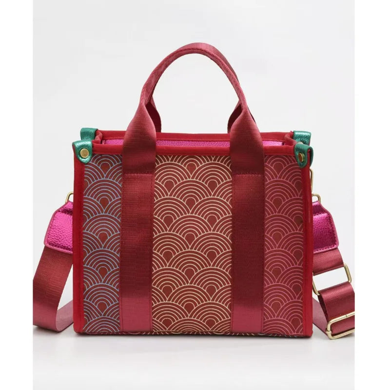 Versatile Color Blocked Handbag Women's Large Capacity Diagonal Strap Crossbody Square Fashion Geometric Patterns Shoulder Bag