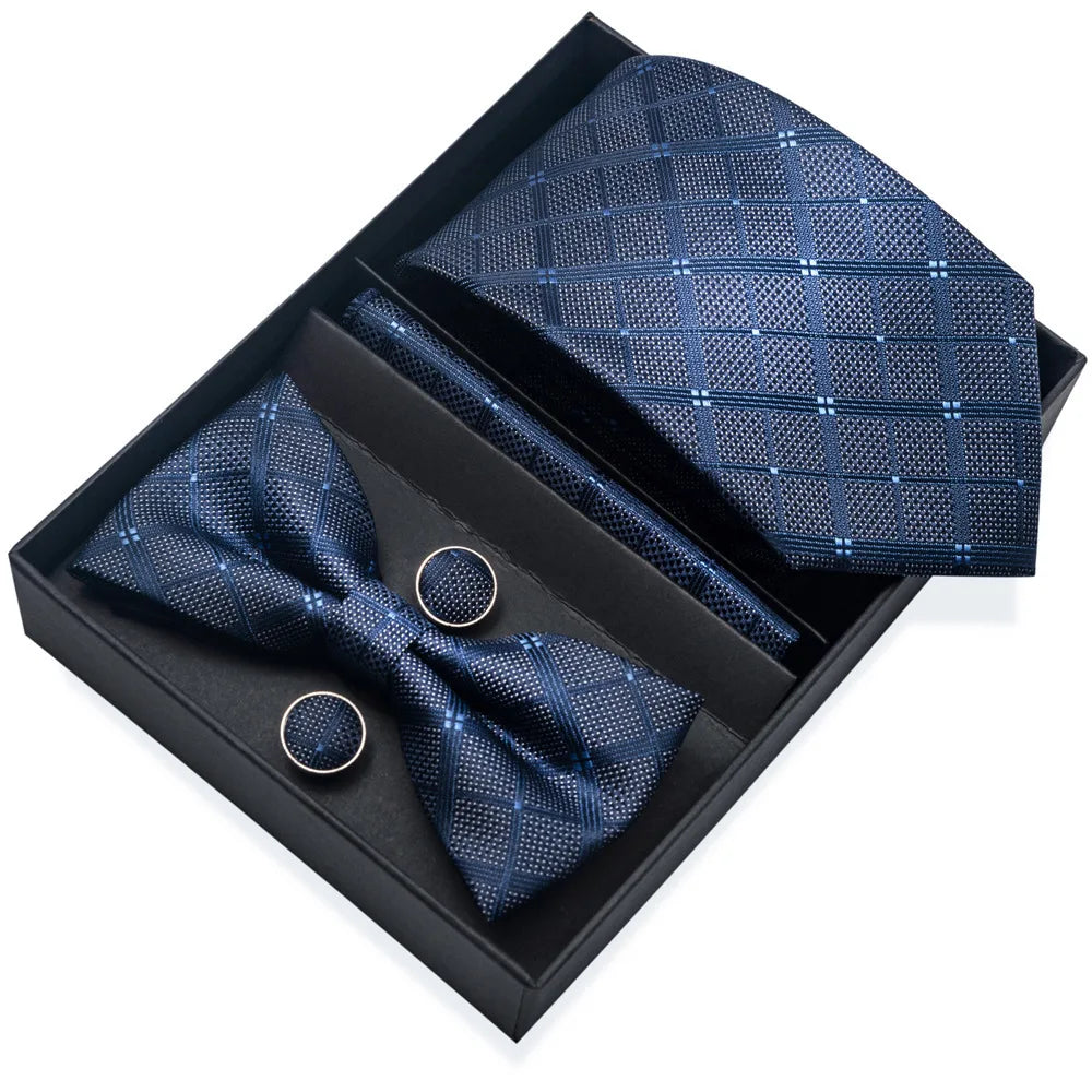 Men's Tie Pin cuff square bow Tie with pocket square cufflinks Set Paisley Men's Business Wedding Suit Accessories 6-piece set