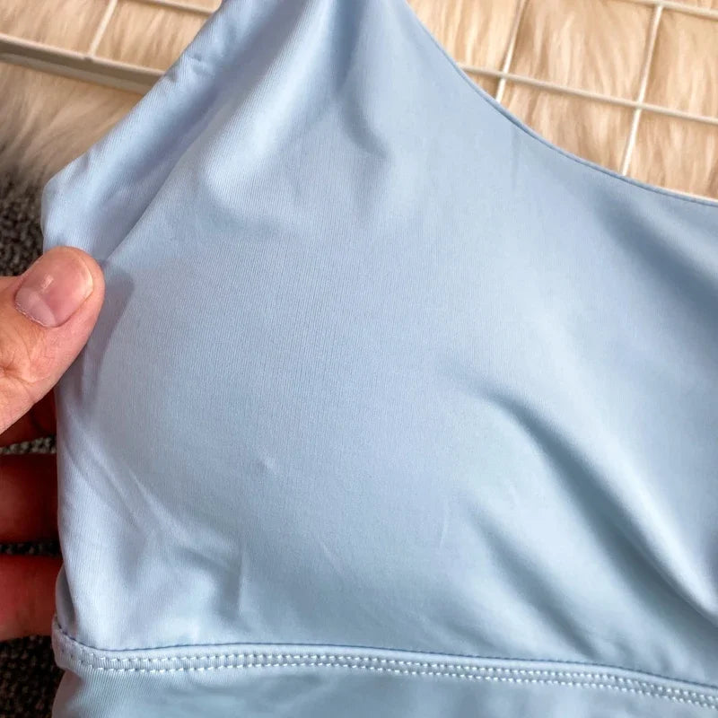 Women Crop Tops elegant Solid Color Camisole Ice Silk Tube Top Seamless Sports Tank Top Wireless Underwear Padded Bra Bralette Vest