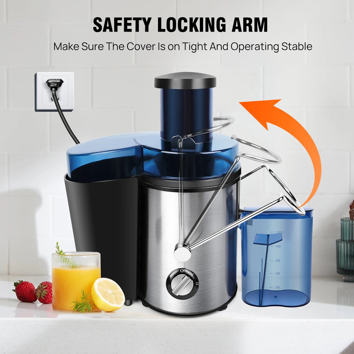 Storcător centrifugal de 900 W - Pentru fructe și legume întregi, deschidere de 65 mm, 2 viteze, capacitate de 500 ml