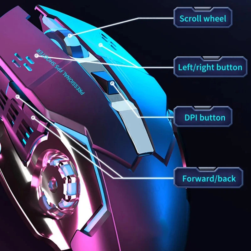 Rechargeable Wireless Mouse Gaming Computer