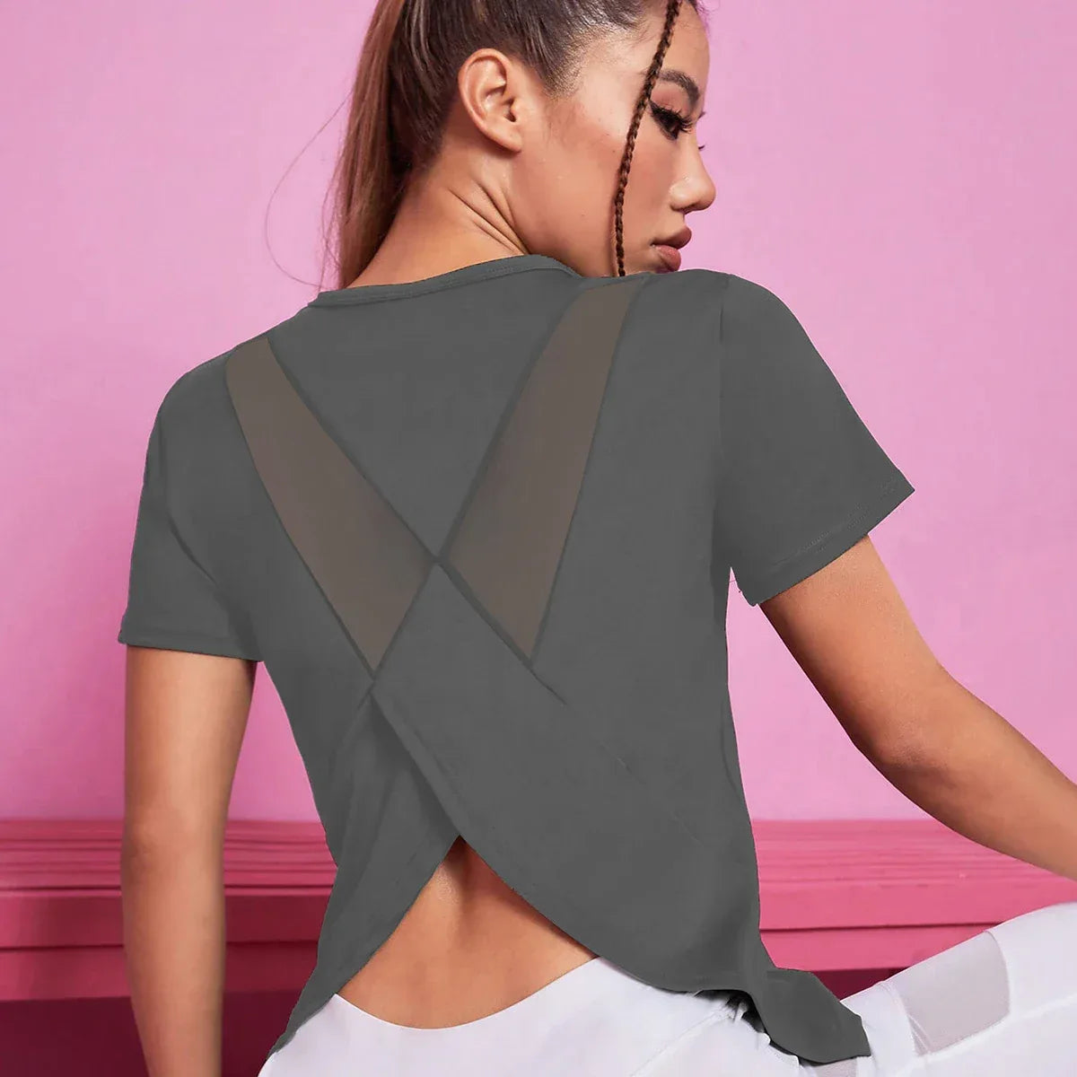 Women Seamless Yoga T-Shirt Female Fitness Crop Top Workout Gym Training Shirts Athletic Short Sleeve Yoga T-shirts Sportswear - Golden Bridge Store