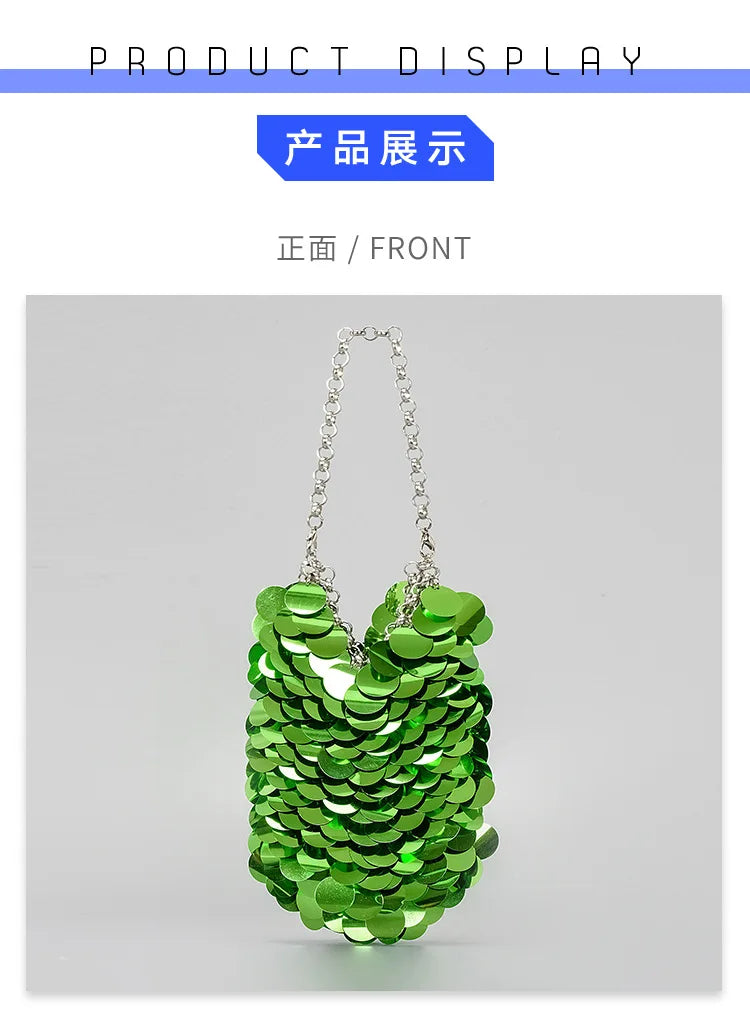 Fashion Sequins Crossbody Bag for Women Designer Metallic Women Handbags Shinny Party Shoulder Bags Luxury Evening Clucth Purses