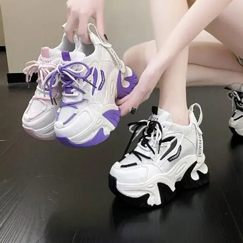 Fashion Sneakers For Women 11CM Platform Chunky Casual Shoes High Quality Autumn Woman Tenis Female Walking Trainers Thick Sole
