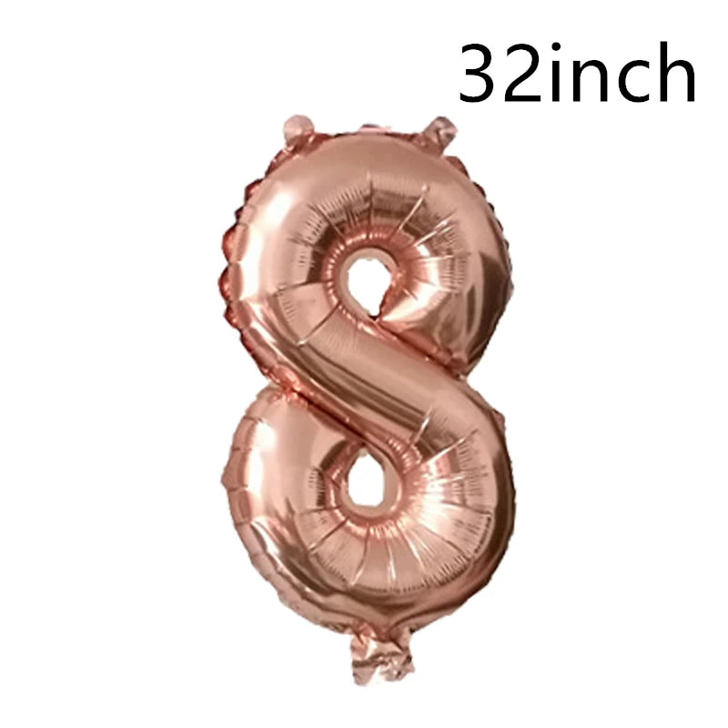 QIJOYJU Rosegold Zahlballon - 32 Zoll 1 Stück Nummer
