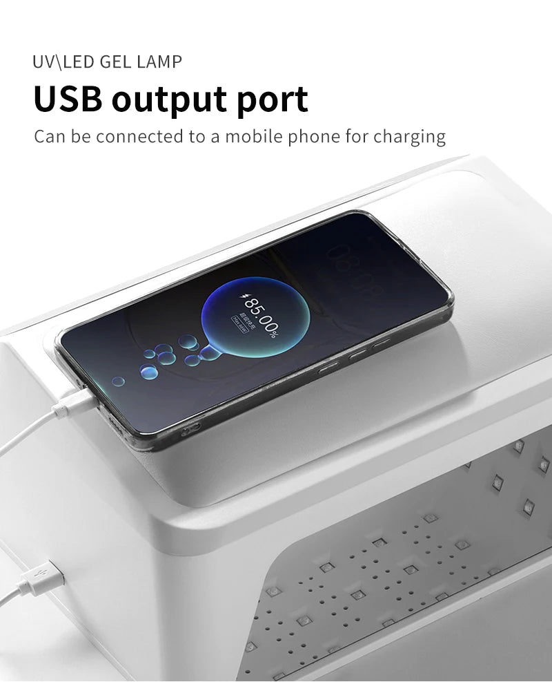 Lampă de unghii UV LED 2 în 1 cu pernă pentru braț pentru ojă gel, uscător de unghii cu lumină 72W și 4 temporizatoare pentru salon sau uz casnic