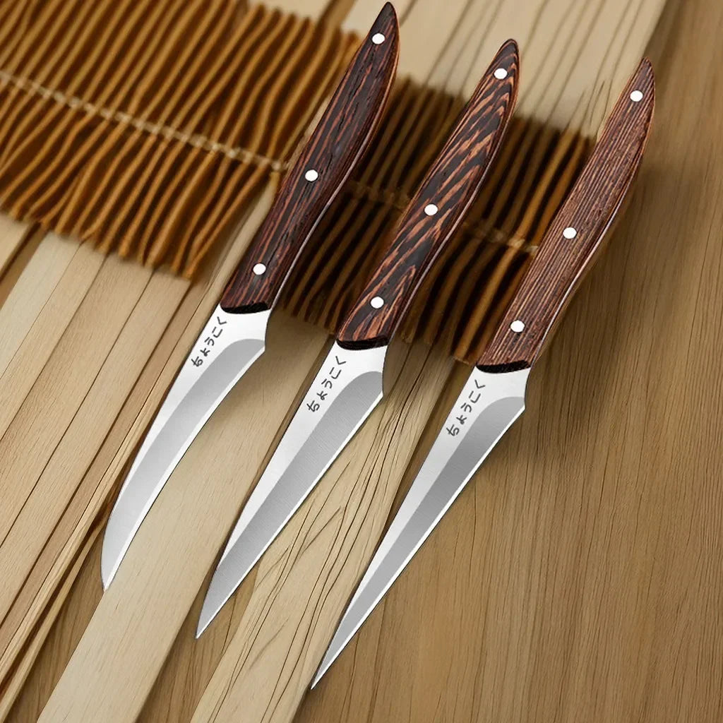 Lebensmittel Schnitz Messer 2025 - 3 Stück Set Chef Geschnitzt Obst Dekorativ Messer - Professionell Lebensmittel Schnitzen Scharf Massivholz Griff Utility Werkzeug