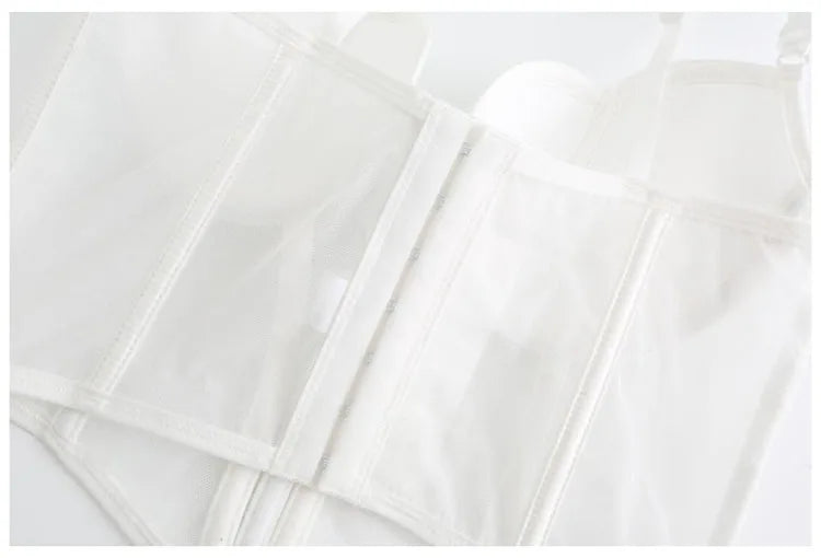 Frauen Push Up Transparent Lingerie Neu elegant Shaper BH Dünn Beauty Rücken Unterwäsche Weiblich Fischgräte Gaze Bralette