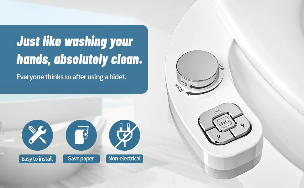 Bidet 2025: SAMODRA Button Non-Electric Self Cleaning - Dual Nozzle Fresh Water Collection