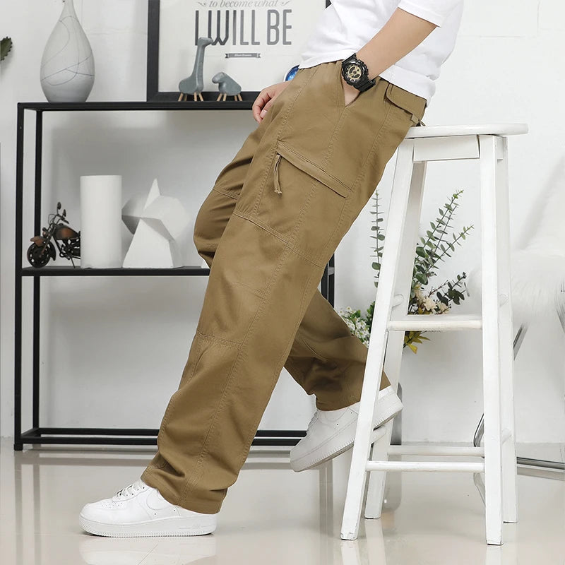 IPPOLICH Loose Fit Trousers Youth Workwear Pants New Cargo Pants Men's Loose Straight Oversize Clothing Men Casual Street Pants