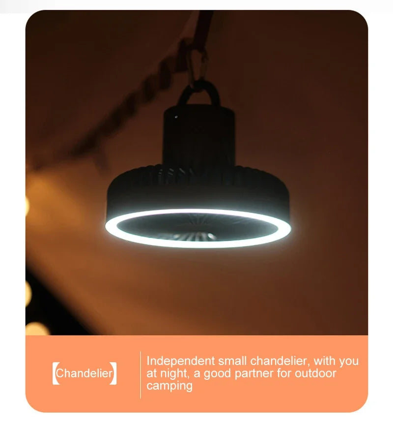 10000mAh Portable Fan Home Outdoor Camping Fan LED Lighting Tripod Stand Desktop with Power Bank Wireless Ceiling Electric Fan