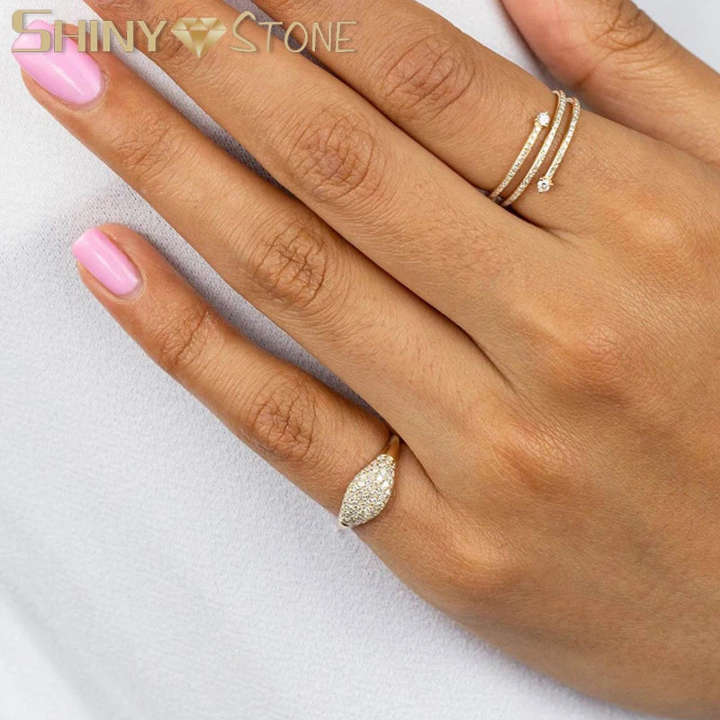 JYZSHINY Dome Ring Glänzend - 925 Sterling 4.65g Micro CZ