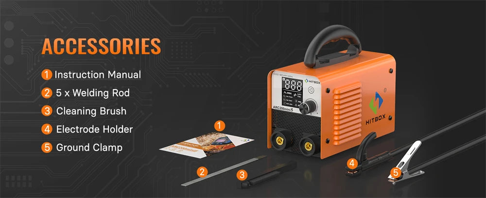 HITBOX Ultra-Mini Stick Welder MMA ARC/Lift Tig Welding Machine Hot Start Arc Force LED Digital IGBT Protable Home Welder Tool