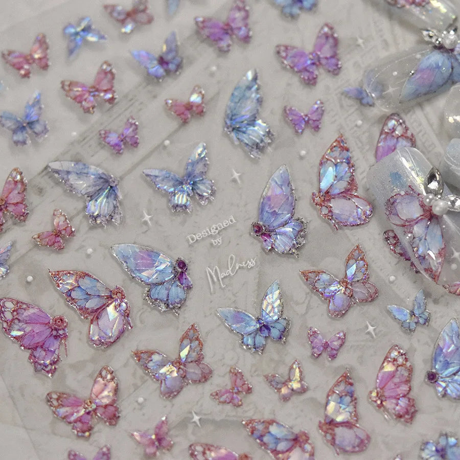Shell Light Butterfly Nail Stickers High Quality Design Adhesive Stickers Nail Art Decoration Nail Supplies Decals Manicure Tool