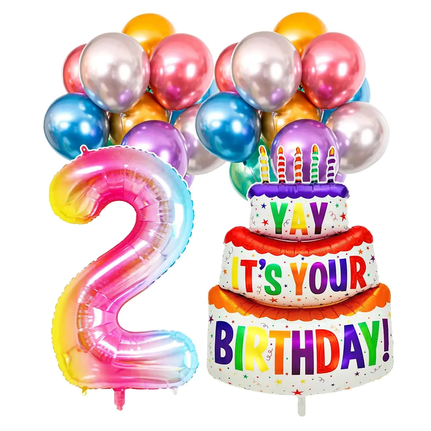 Renyuan Rainbow Zahlen Folienballons - 20er Pack 32 Zoll